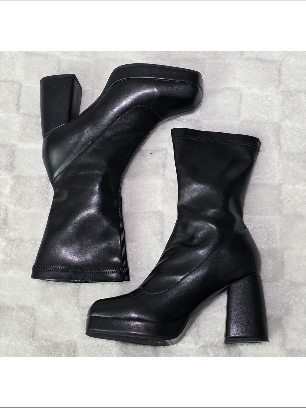 Faux Leather Mid Calf Platform GOGO Boots Women's Size 9 NWOB